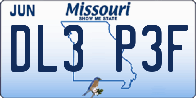 MO license plate DL3P3F