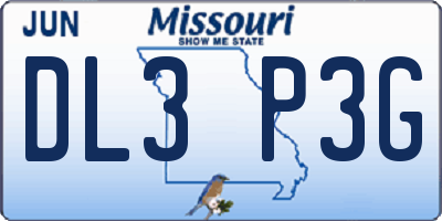 MO license plate DL3P3G