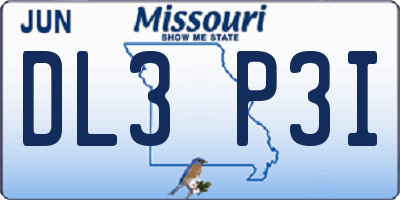 MO license plate DL3P3I