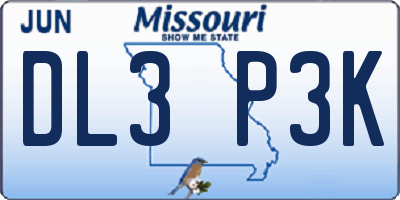 MO license plate DL3P3K