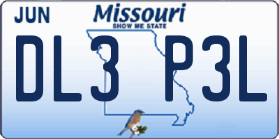 MO license plate DL3P3L