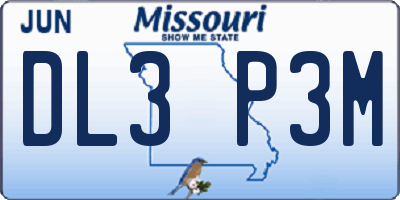MO license plate DL3P3M