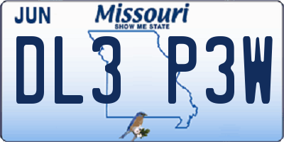MO license plate DL3P3W