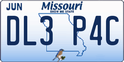 MO license plate DL3P4C
