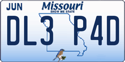 MO license plate DL3P4D