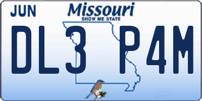 MO license plate DL3P4M