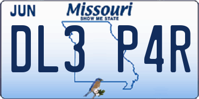 MO license plate DL3P4R