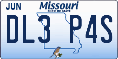 MO license plate DL3P4S