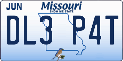 MO license plate DL3P4T