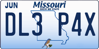 MO license plate DL3P4X