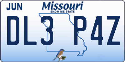MO license plate DL3P4Z