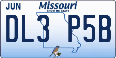MO license plate DL3P5B