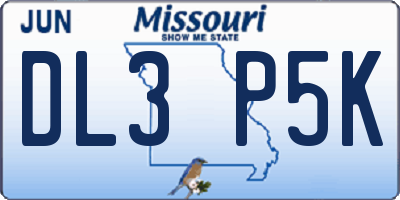 MO license plate DL3P5K