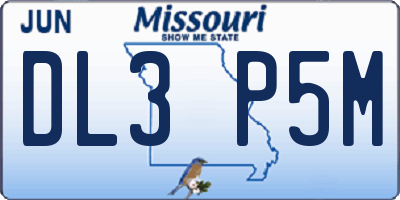 MO license plate DL3P5M