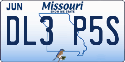 MO license plate DL3P5S