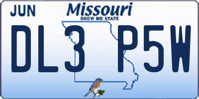 MO license plate DL3P5W
