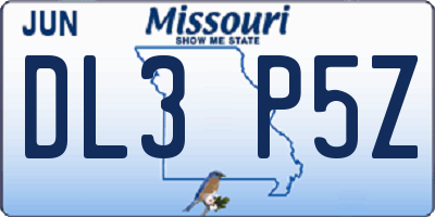 MO license plate DL3P5Z