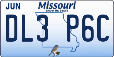 MO license plate DL3P6C