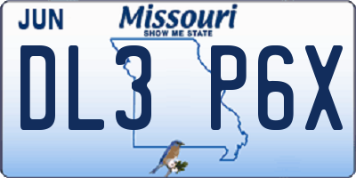 MO license plate DL3P6X