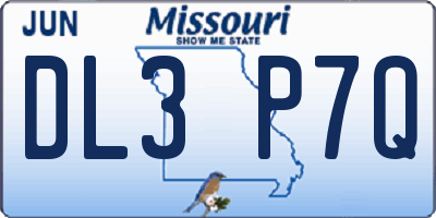 MO license plate DL3P7Q