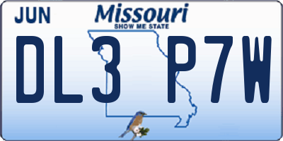 MO license plate DL3P7W