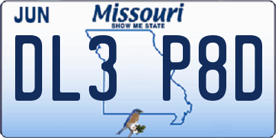 MO license plate DL3P8D