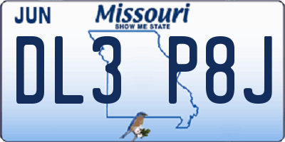 MO license plate DL3P8J