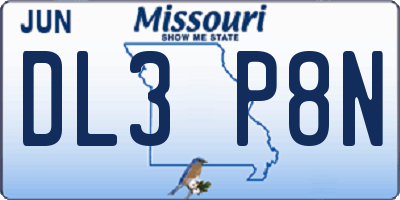 MO license plate DL3P8N