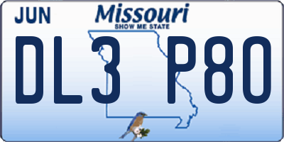 MO license plate DL3P8O
