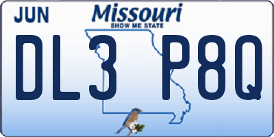 MO license plate DL3P8Q