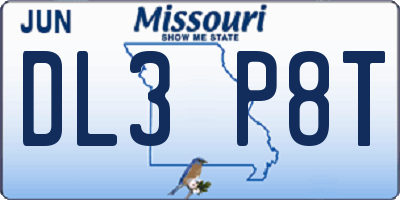 MO license plate DL3P8T