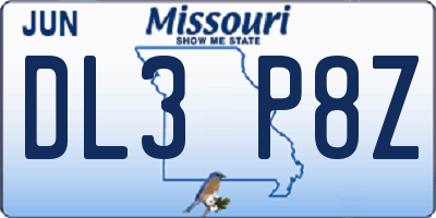 MO license plate DL3P8Z