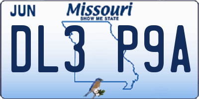 MO license plate DL3P9A