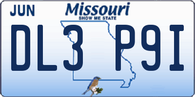 MO license plate DL3P9I