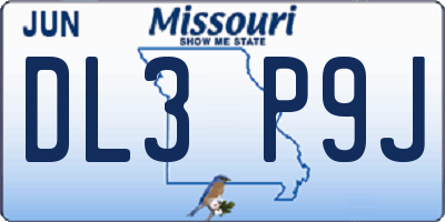 MO license plate DL3P9J