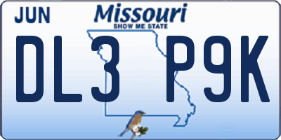 MO license plate DL3P9K