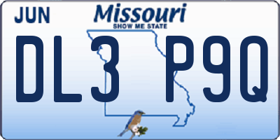 MO license plate DL3P9Q