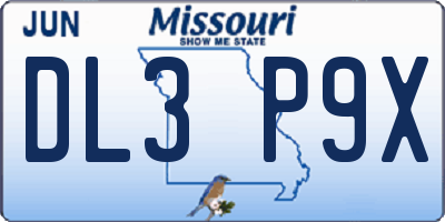 MO license plate DL3P9X