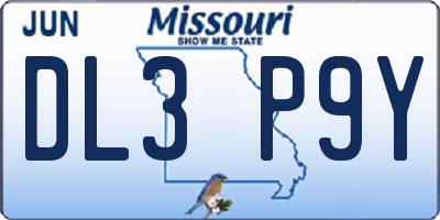 MO license plate DL3P9Y