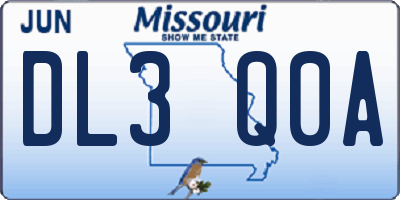 MO license plate DL3Q0A