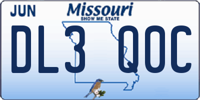 MO license plate DL3Q0C