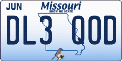 MO license plate DL3Q0D