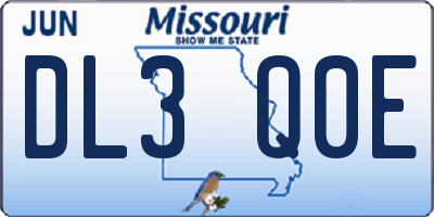 MO license plate DL3Q0E