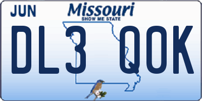 MO license plate DL3Q0K