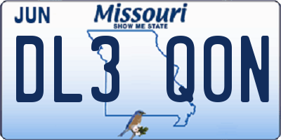 MO license plate DL3Q0N