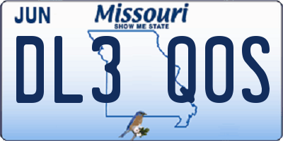 MO license plate DL3Q0S