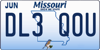MO license plate DL3Q0U