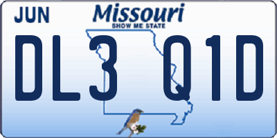 MO license plate DL3Q1D