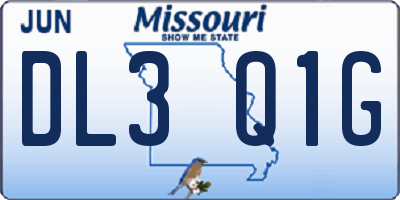 MO license plate DL3Q1G