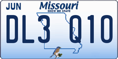 MO license plate DL3Q1O